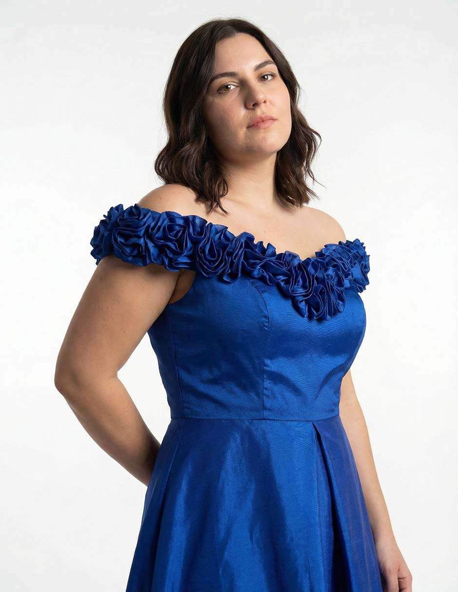 Vestido maxi de fiesta escote bardot 7