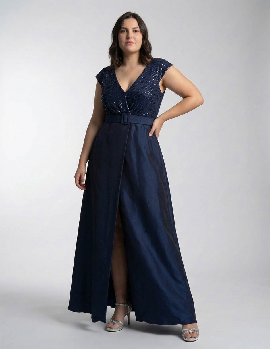 Vestido maxi de fiesta Ema Valdemossa Curvy escote V