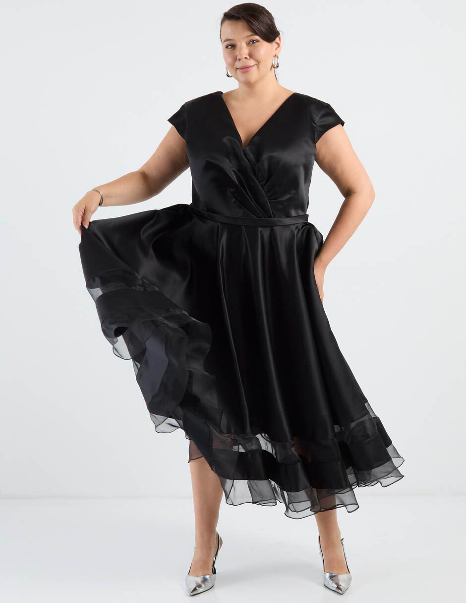 Vestido midi de fiesta escote V