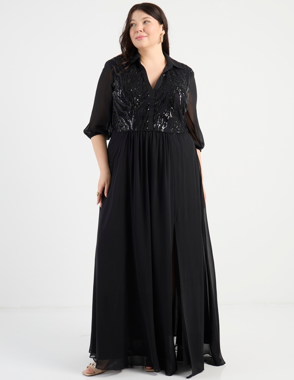 Vestido maxi fiesta escote V 7