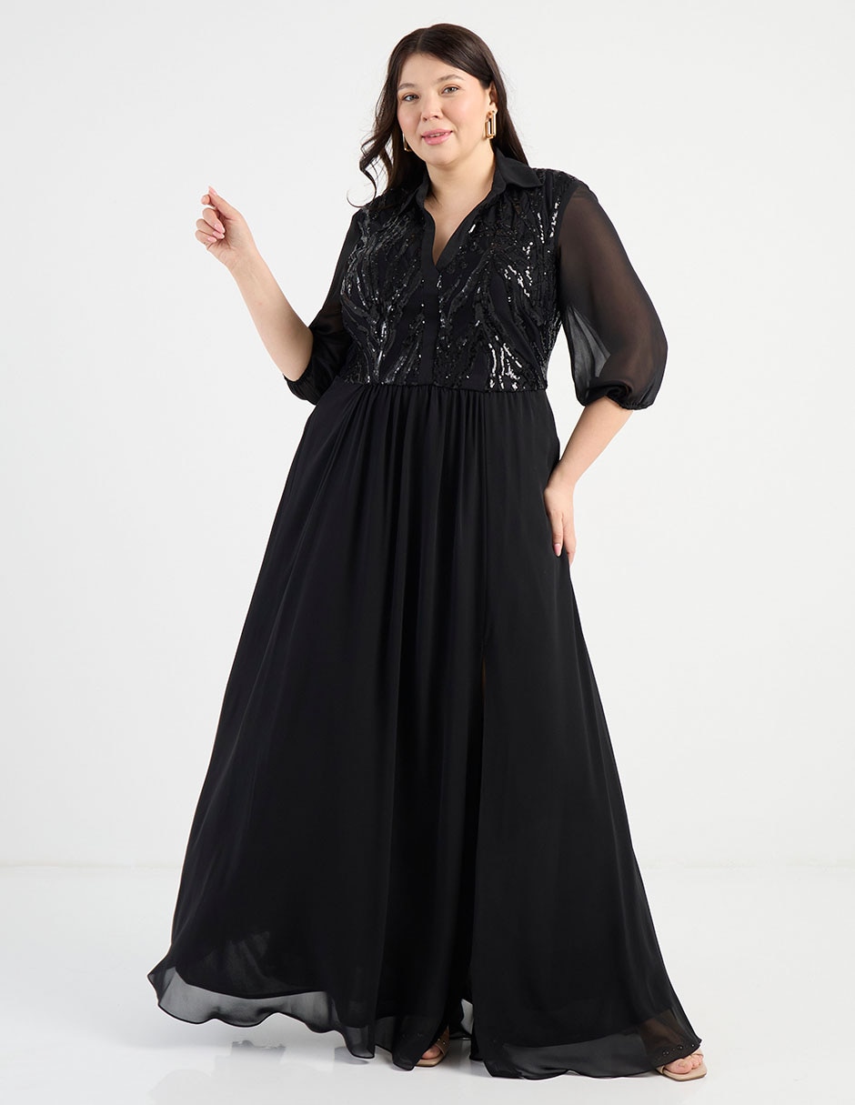 Vestido maxi fiesta escote V 8