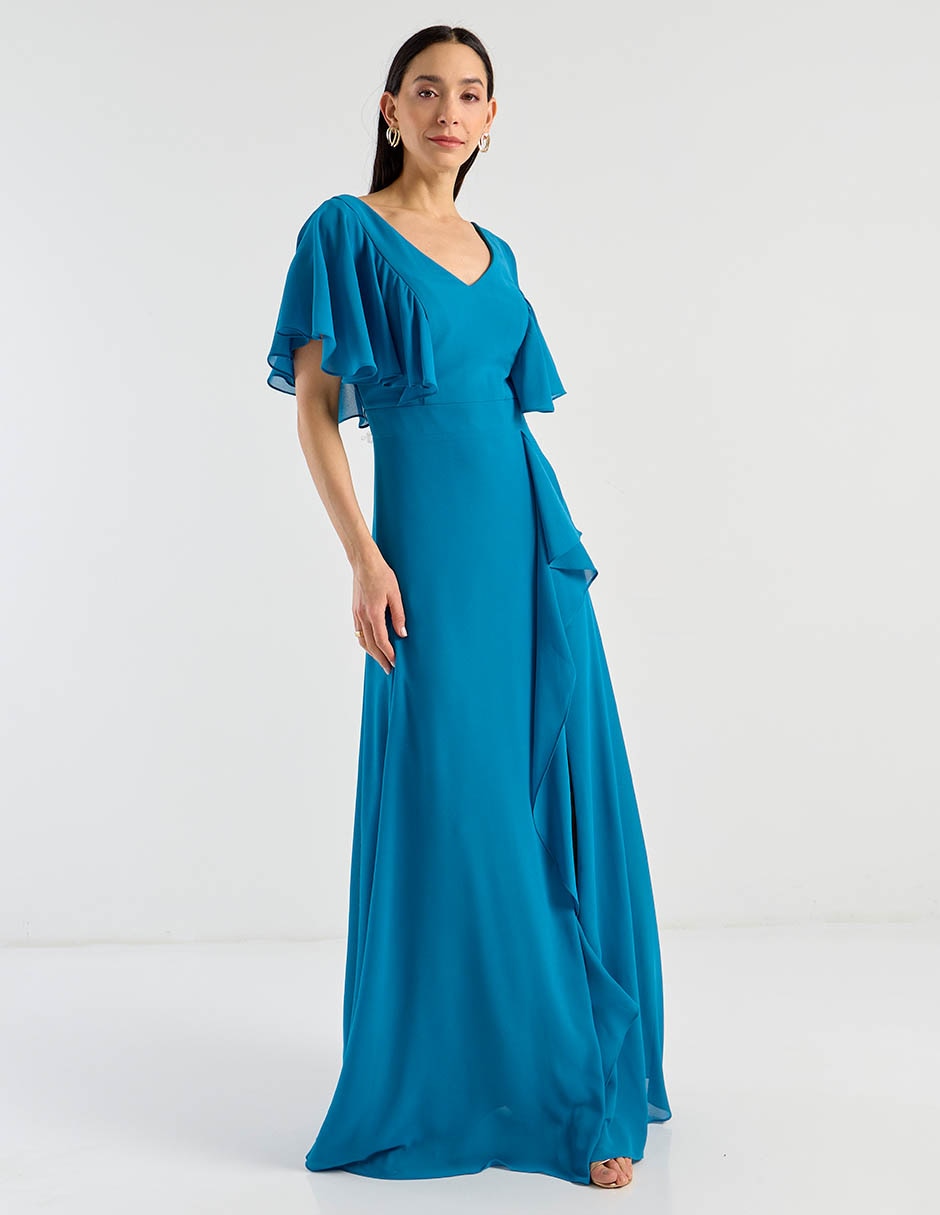 Vestido largo de fiesta escote v 1