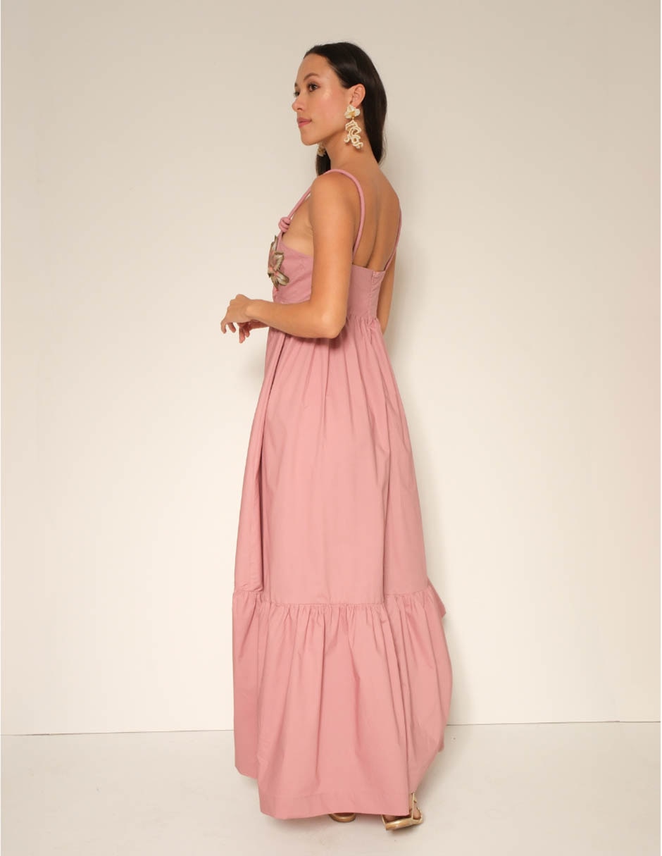Vestido largo de fiesta escote cuadrado 4