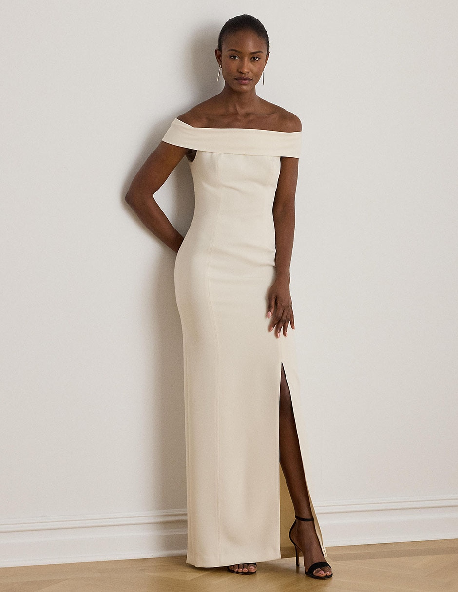 Vestido maxi de fiesta escote Bardot