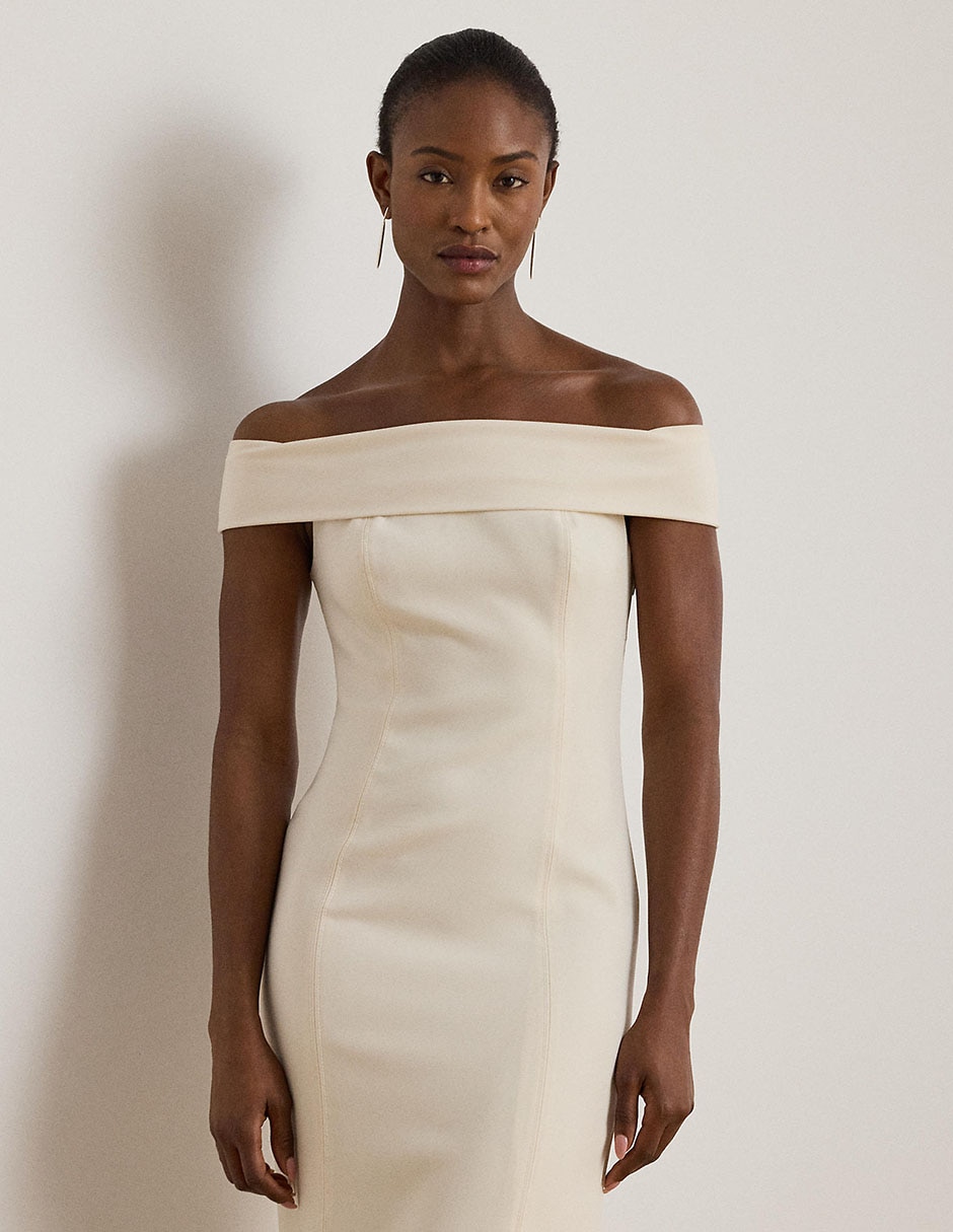 Vestido maxi de fiesta escote bardot