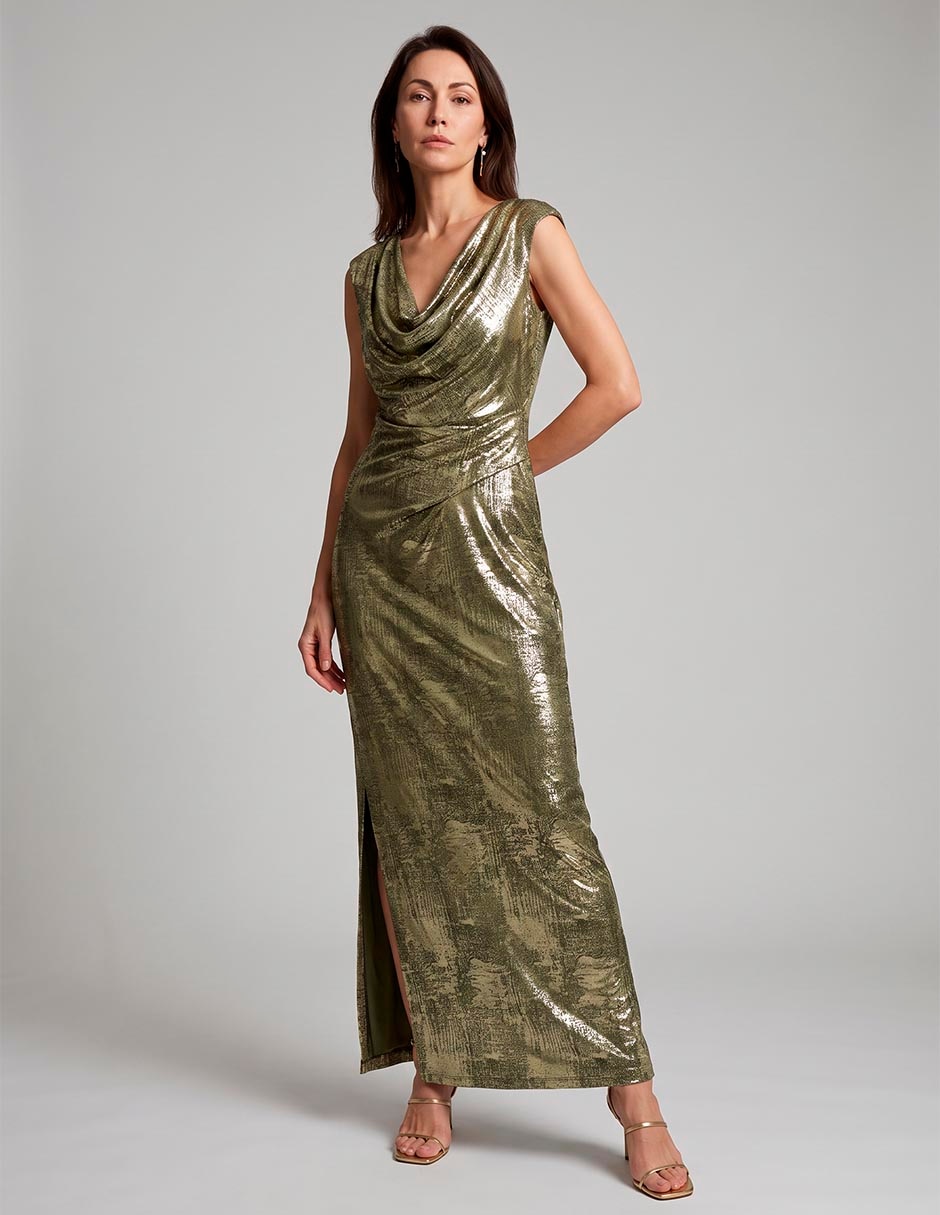 Vestido maxi de fiesta escote v