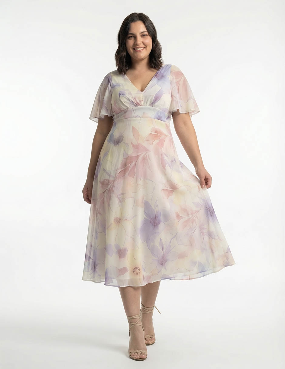 Vestido midi de fiesta The Pattern escote V