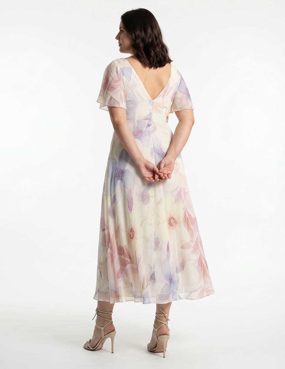 Vestido midi de fiesta The Pattern escote V