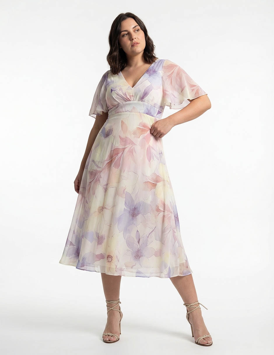 Vestido midi de fiesta The Pattern escote V