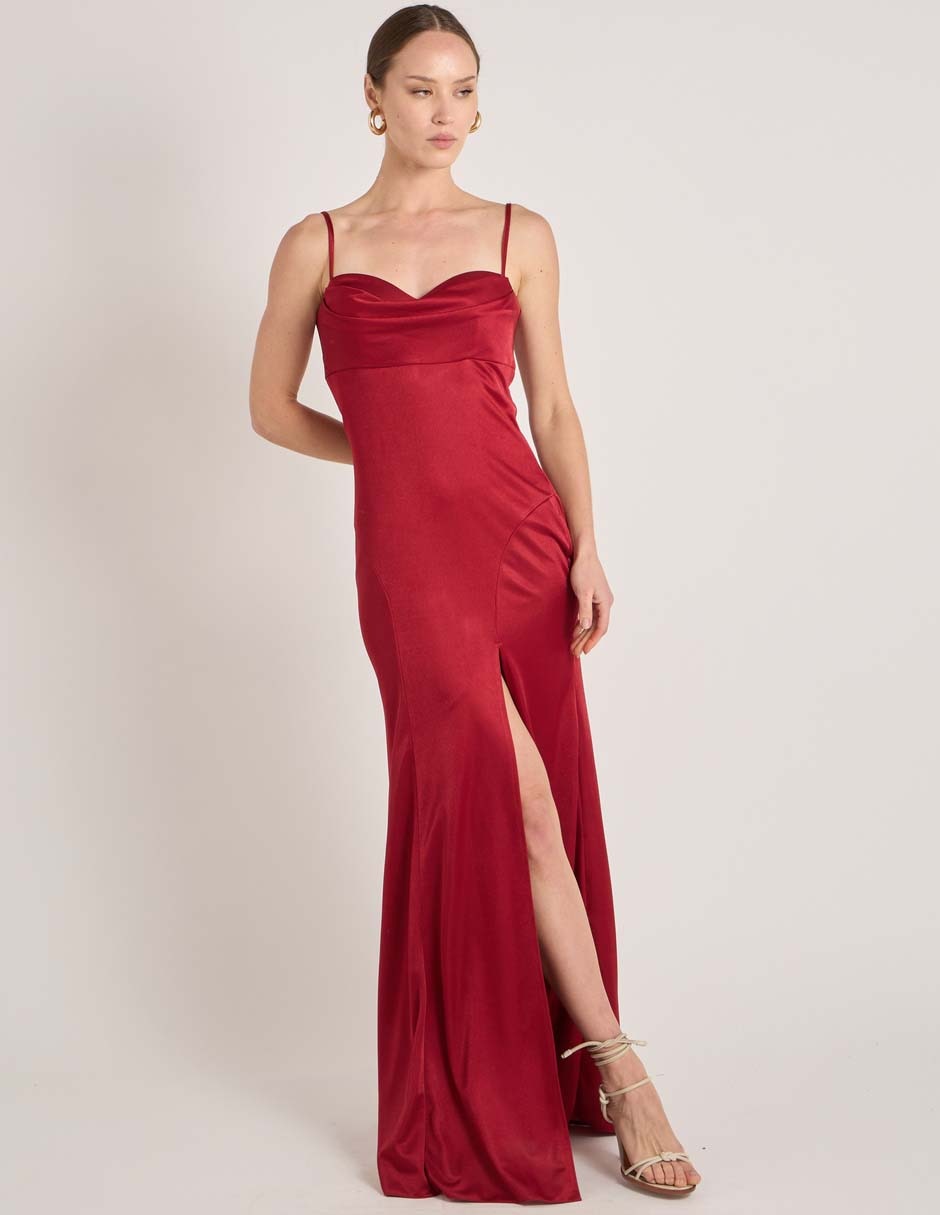 Vestido largo de fiesta escote corazón
