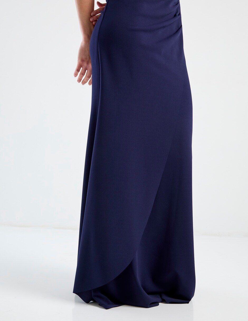 Vestido largo de fiesta escote bardot