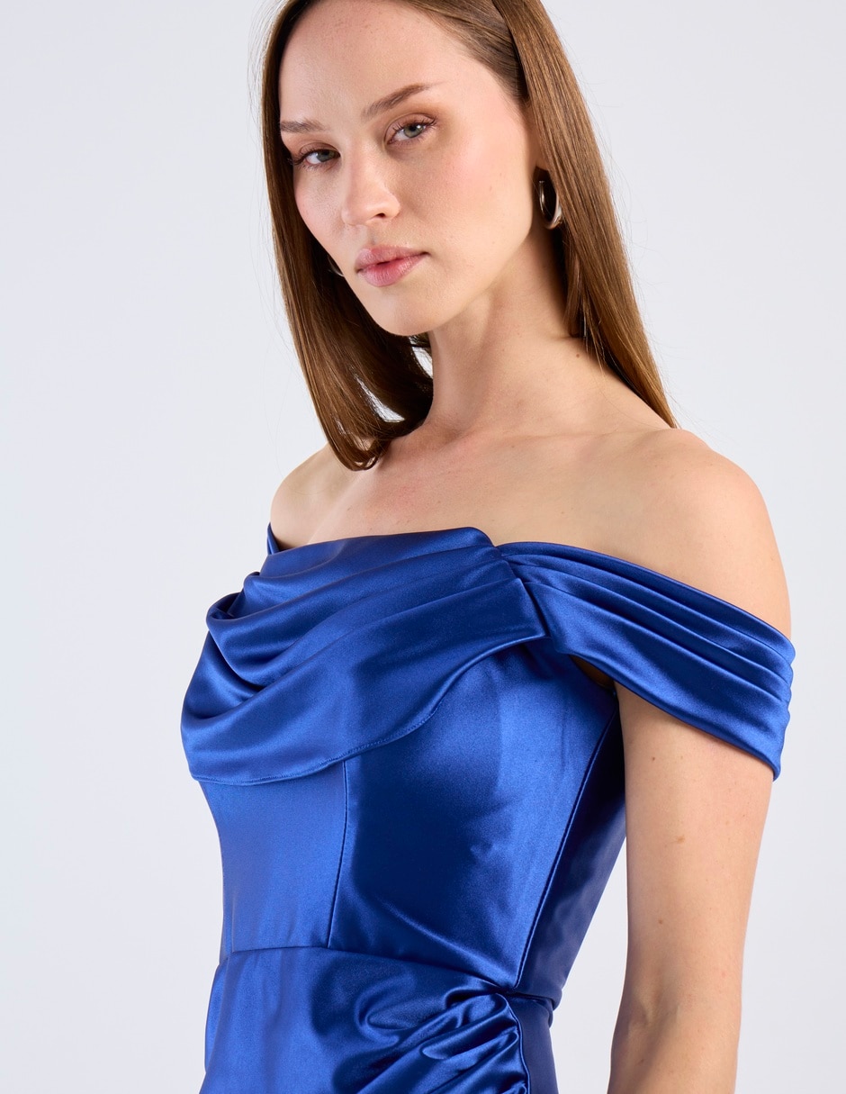 Vestido largo de fiesta de la paix escote bardot 5