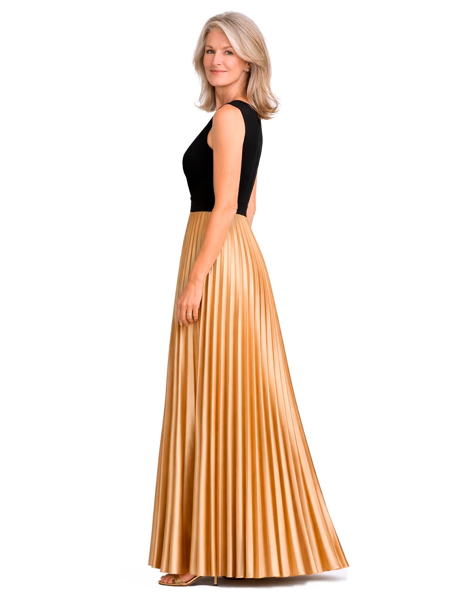 Vestido largo de fiesta escote V para mujer 2