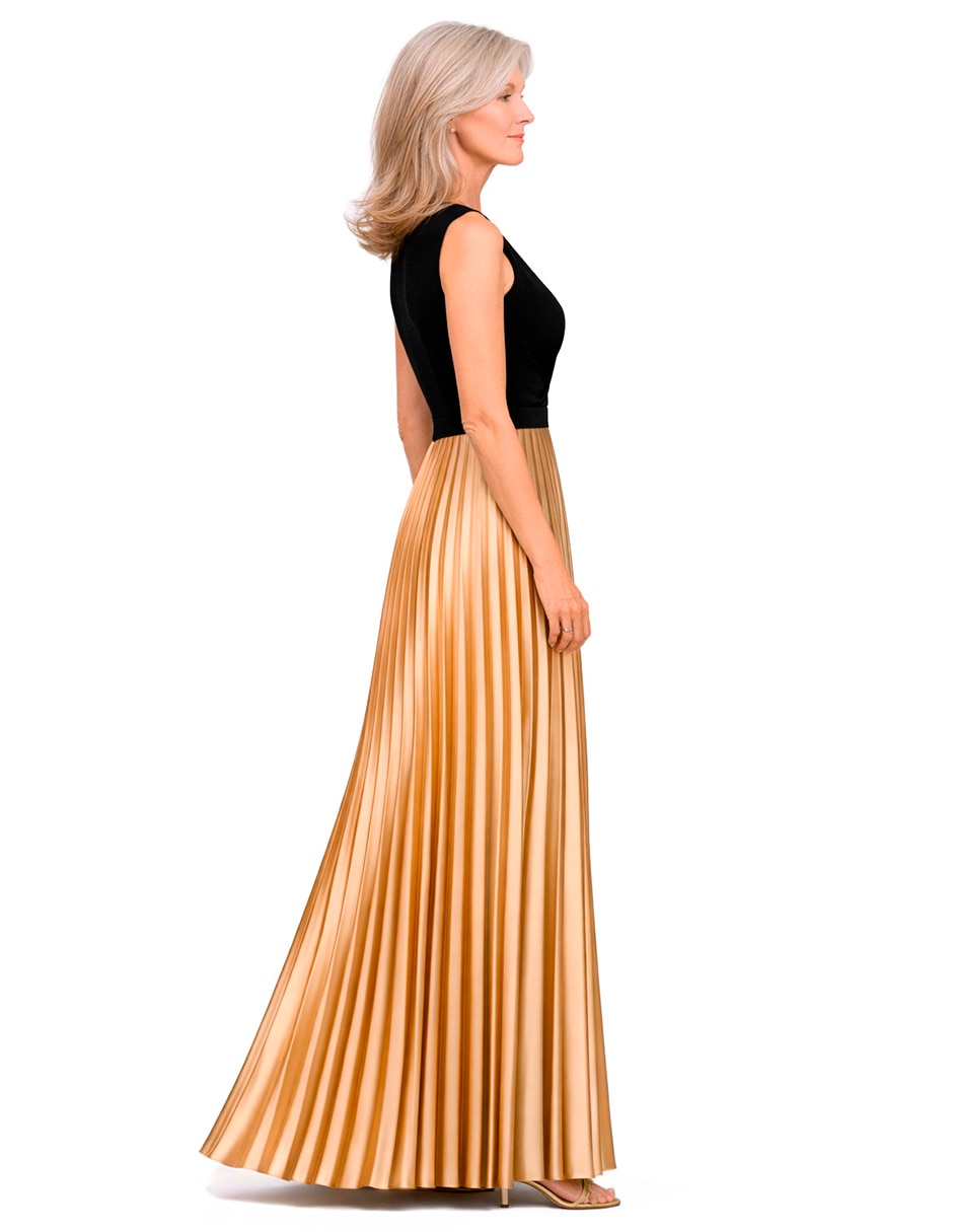Vestido largo de fiesta escote V para mujer 4