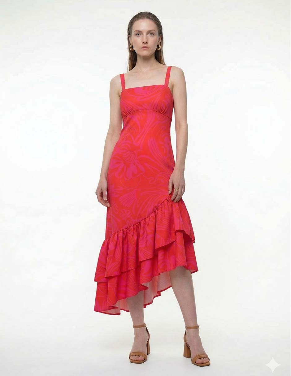 Vestido largo de fiesta escote cuadrado 1