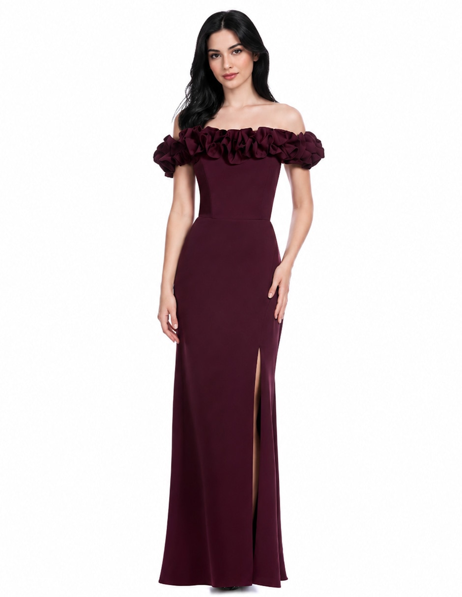 Vestido largo fiesta escote bardot