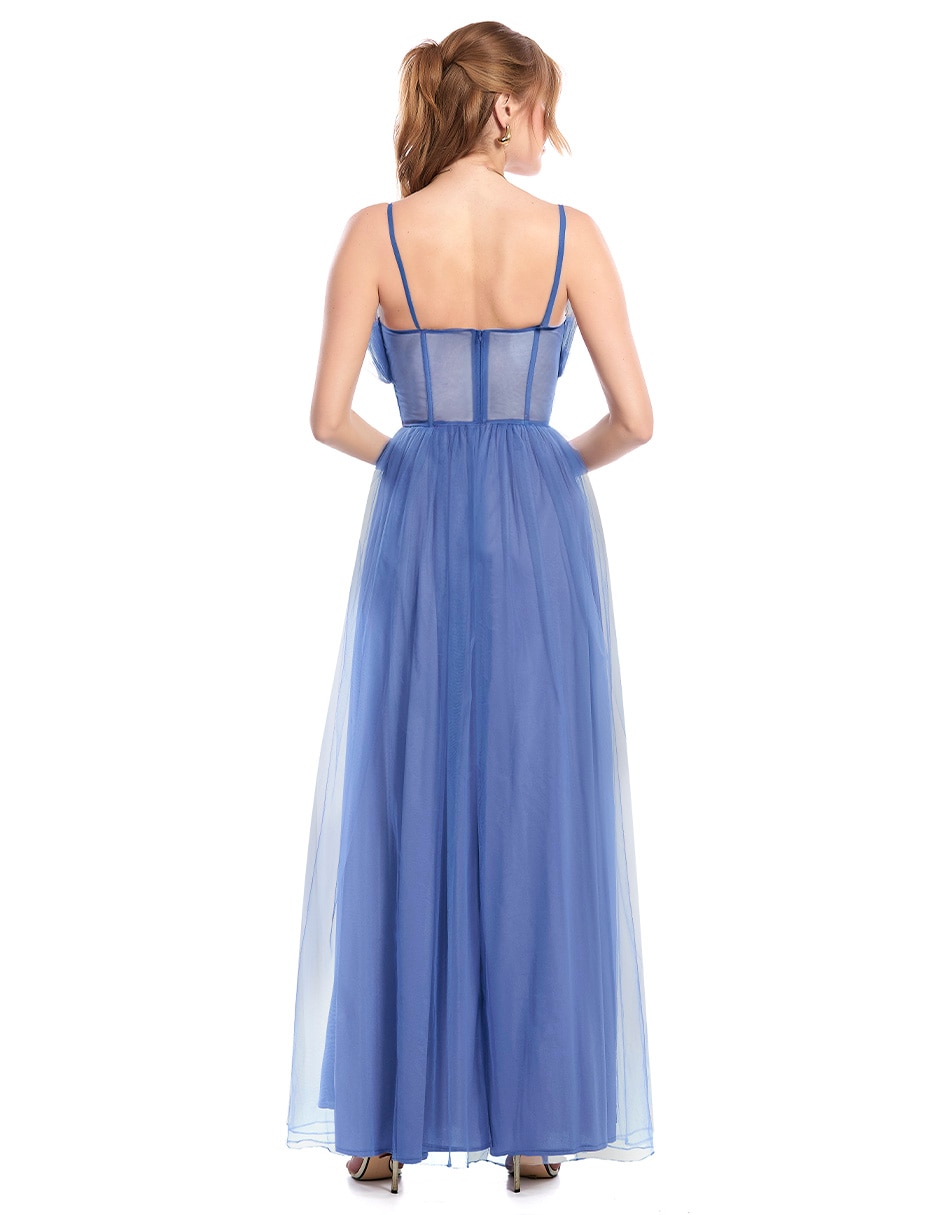 Vestido largo de fiesta escote corazón para mujer 3