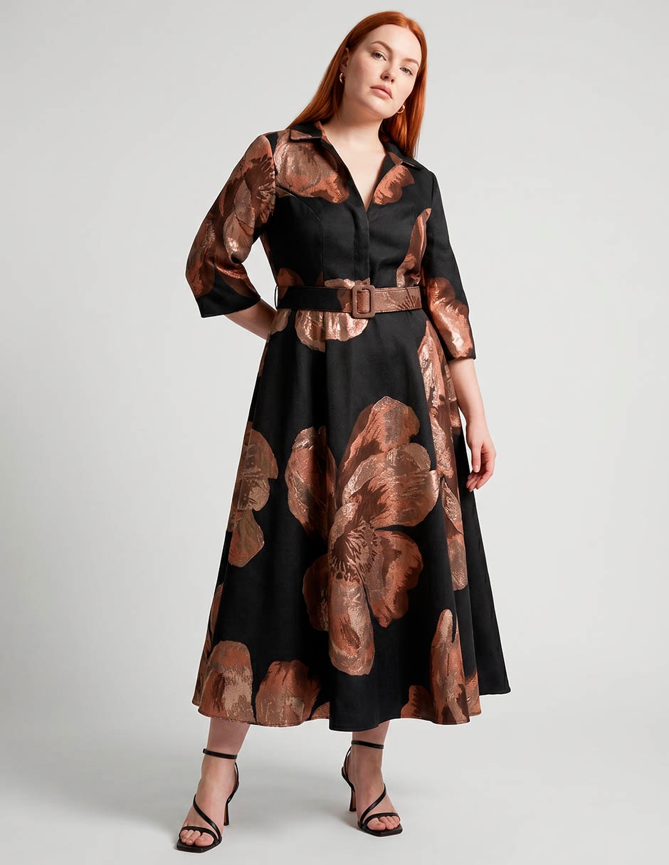 Vestido largo manga 3/4 para mujer Vestido largo manga 3/4 para mujer