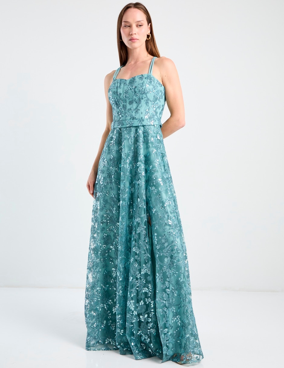 Vestido maxi de fiesta escote corazón 2