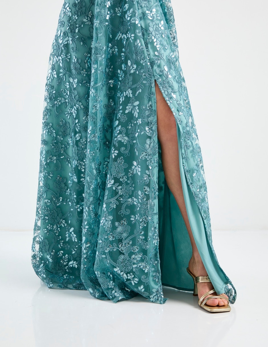 Vestido maxi de fiesta escote corazón 5