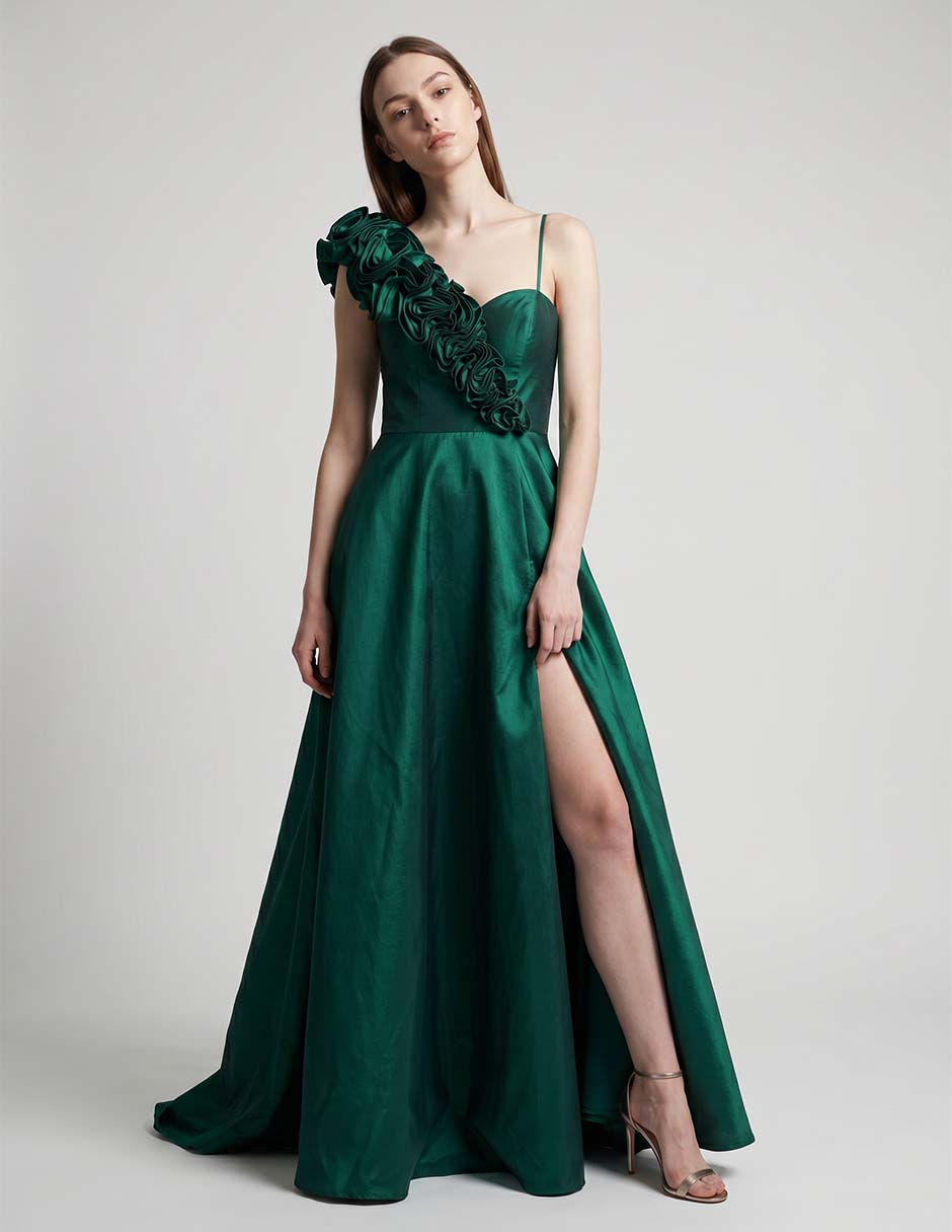 Vestido maxi de fiesta escote corazón