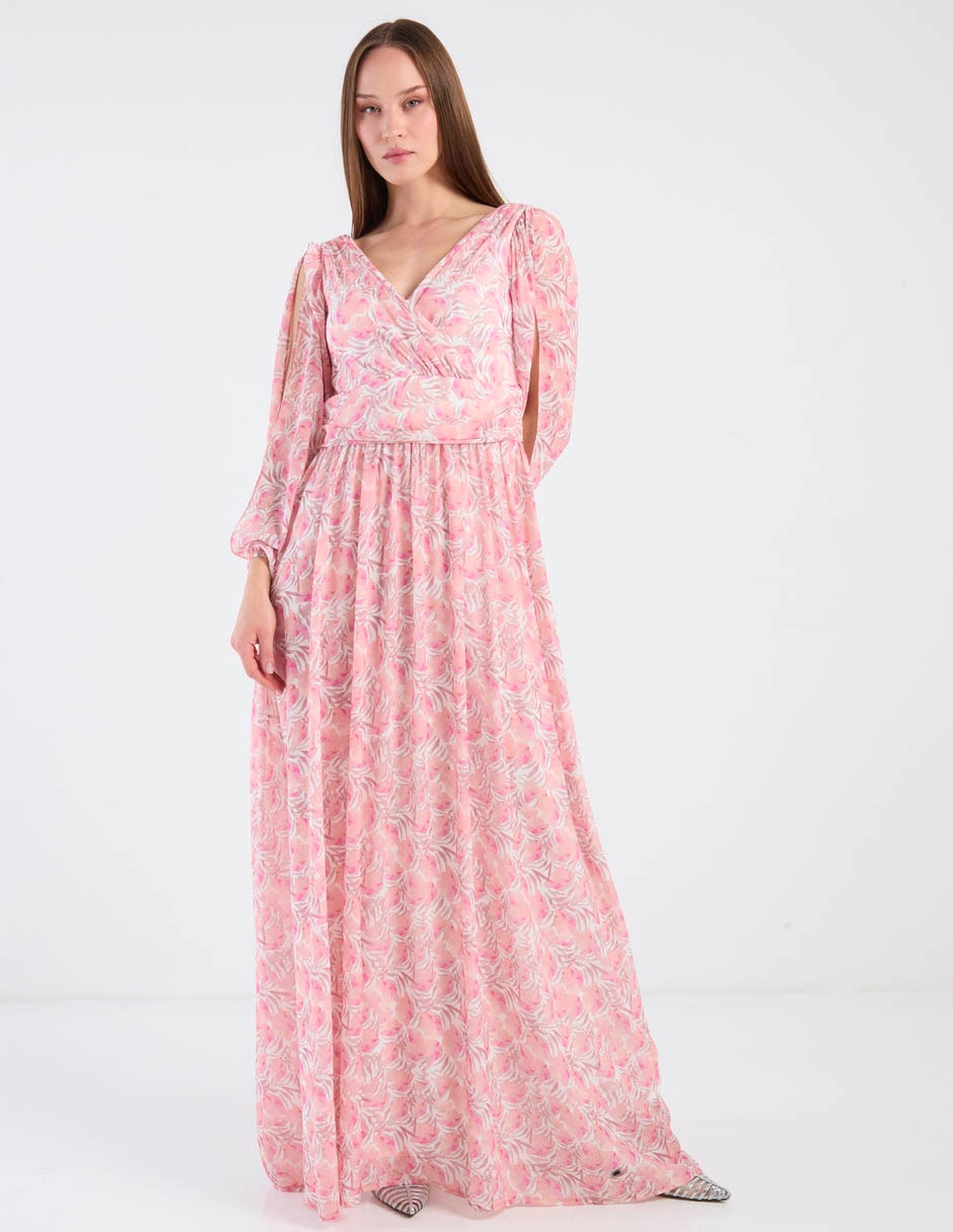 Vestido maxi de fiesta escote v