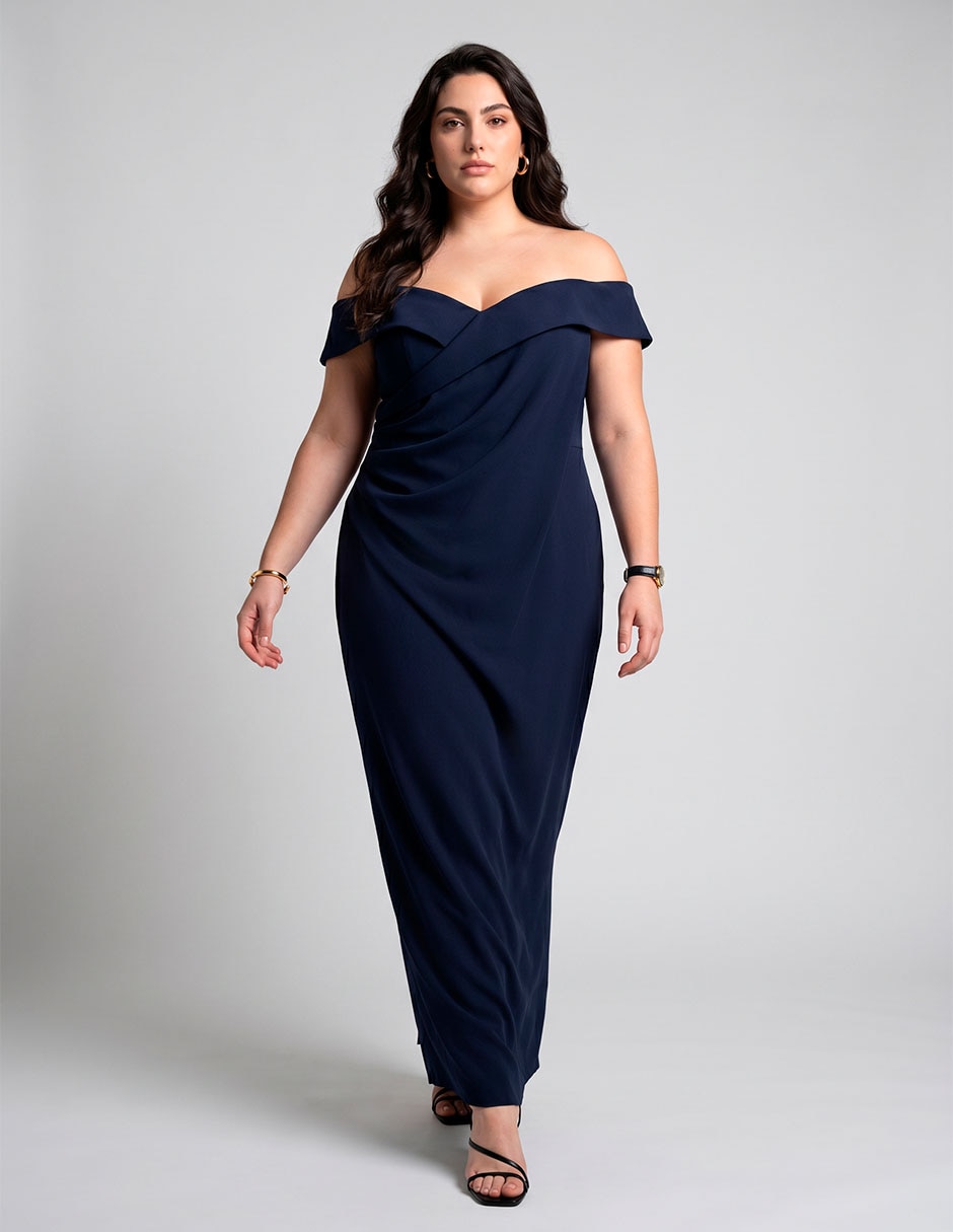Vestido largo de fiesta para mujer escote bardot