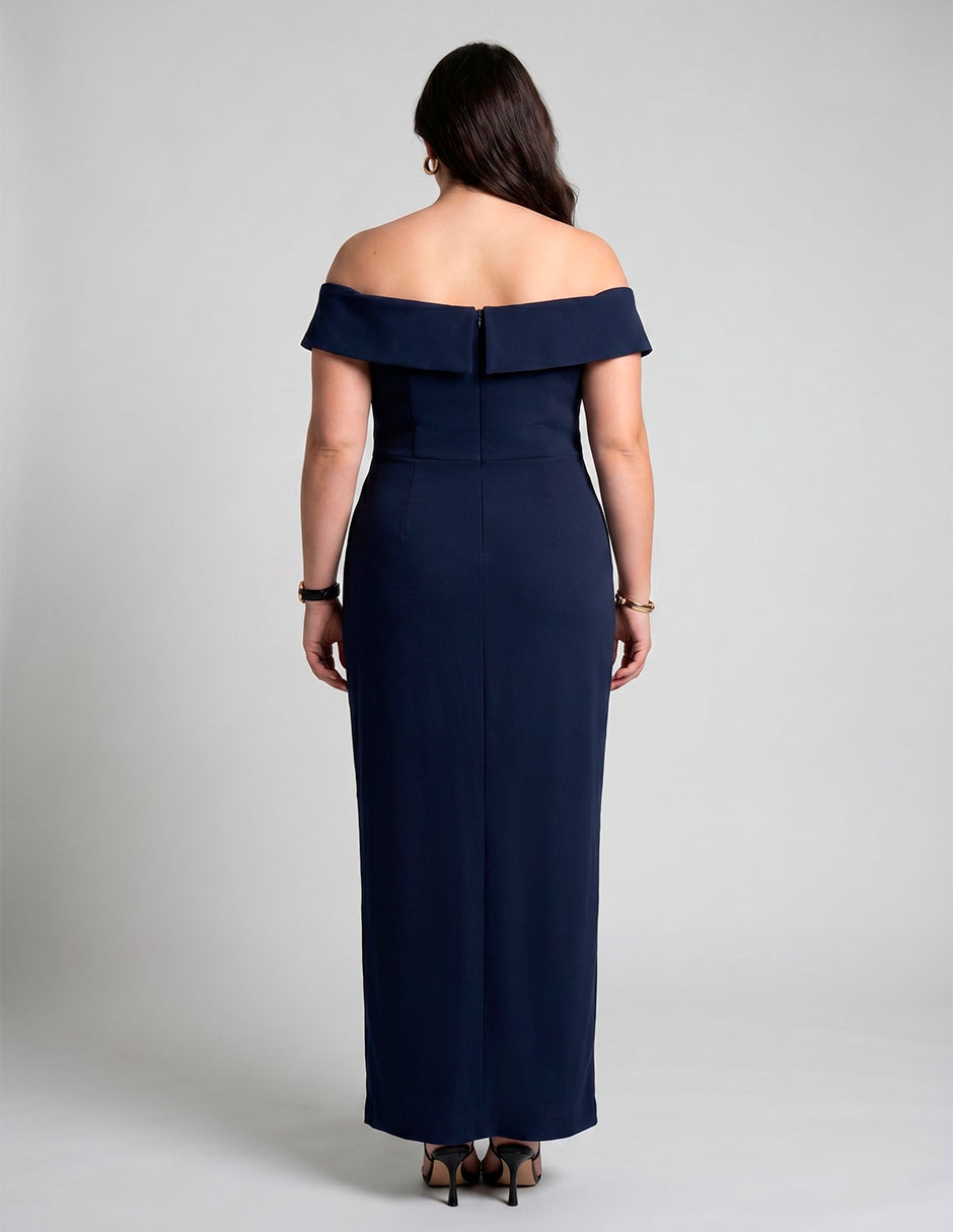 Vestido largo de fiesta para mujer escote bardot 2
