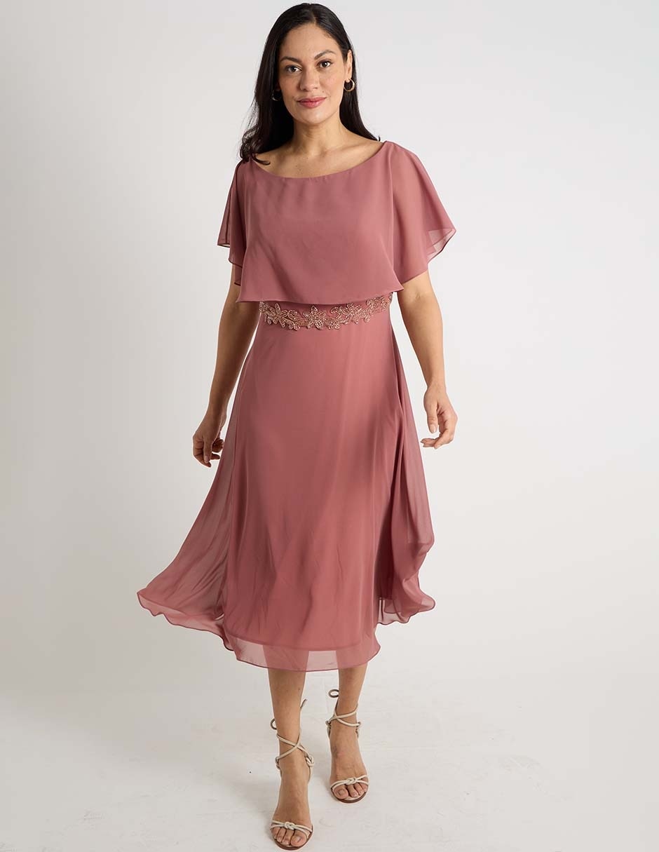 Vestido midi de fiesta escote regular Vestido midi de fiesta escote regular