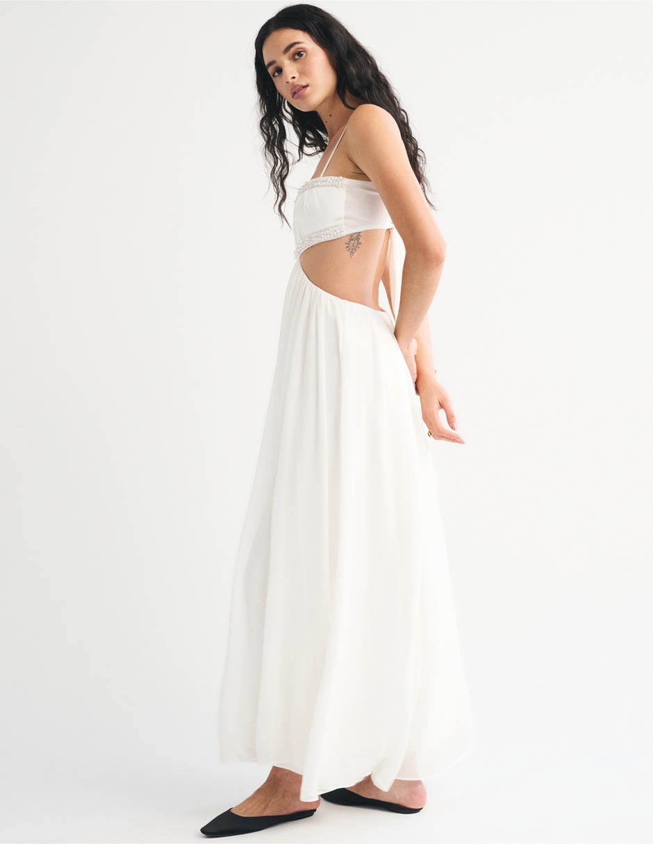 Vestido maxi de fiesta escote Redondo