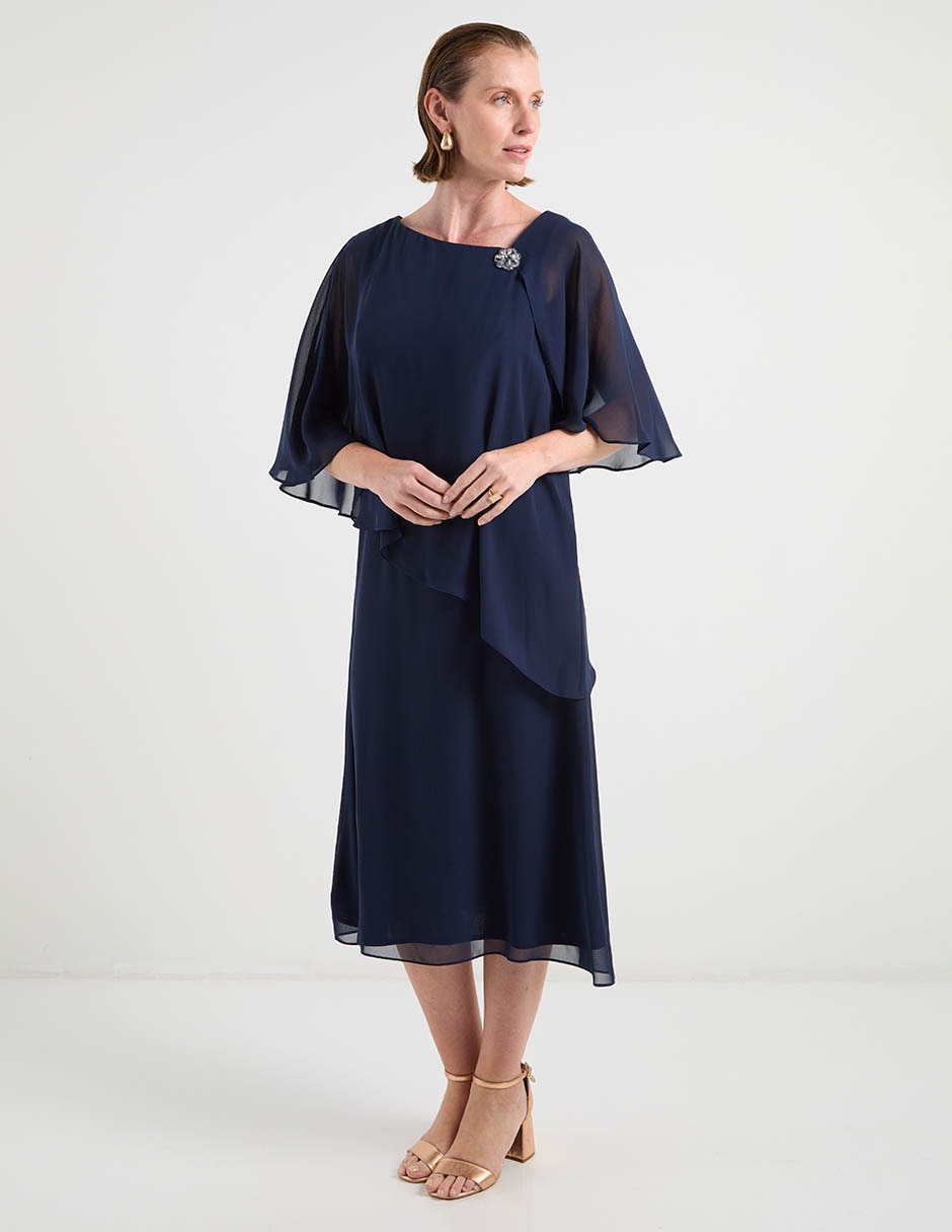 Vestido midi de fiesta escote Regular