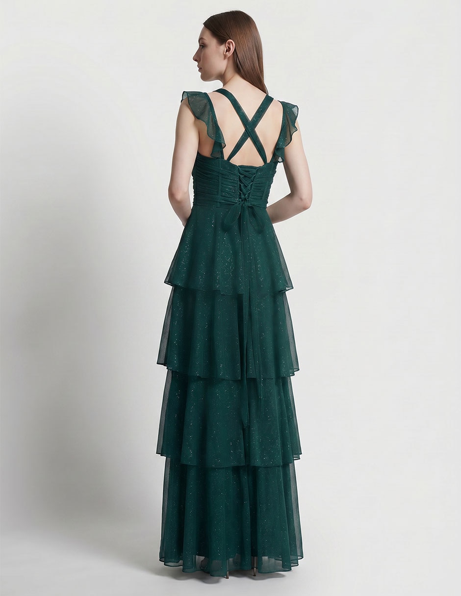 Vestido largo de fiesta escote corazón para mujer 2