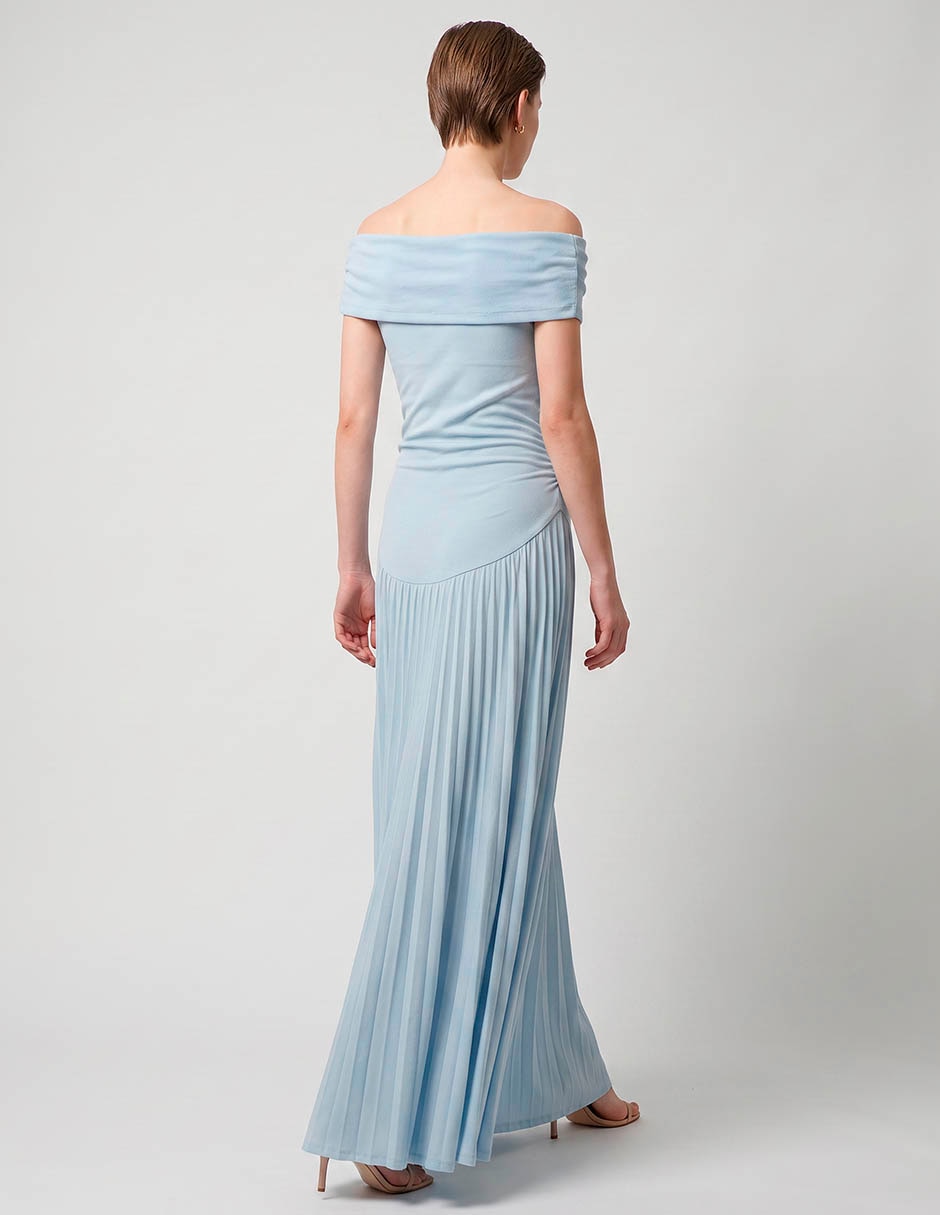 Vestido maxi de fiesta escote bardot 2