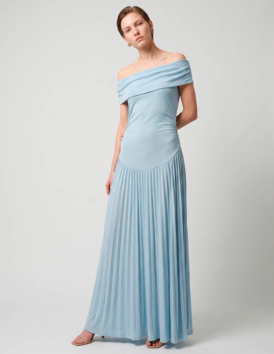 Vestido maxi de fiesta escote bardot