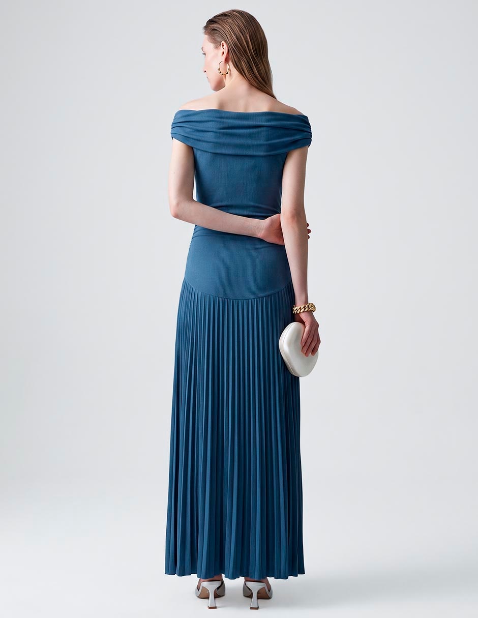Vestido maxi de fiesta escote bardot 2