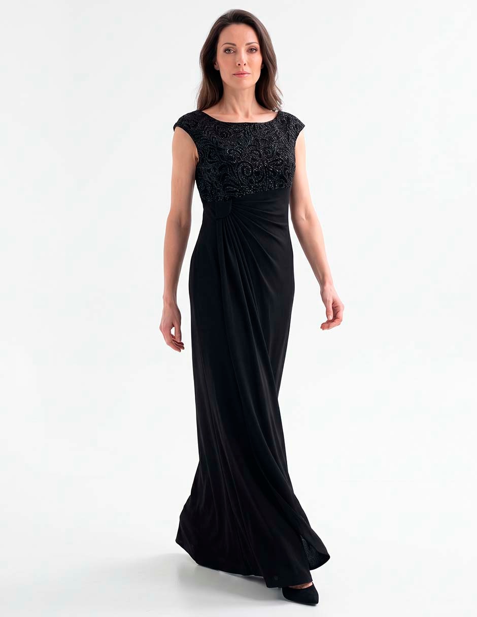 Vestido maxi de fiesta escote redondo