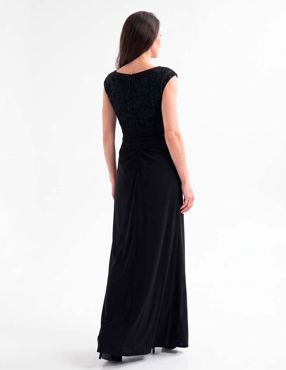 Vestido maxi de fiesta escote redondo