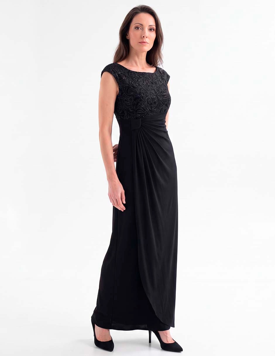 Vestido maxi de fiesta escote redondo