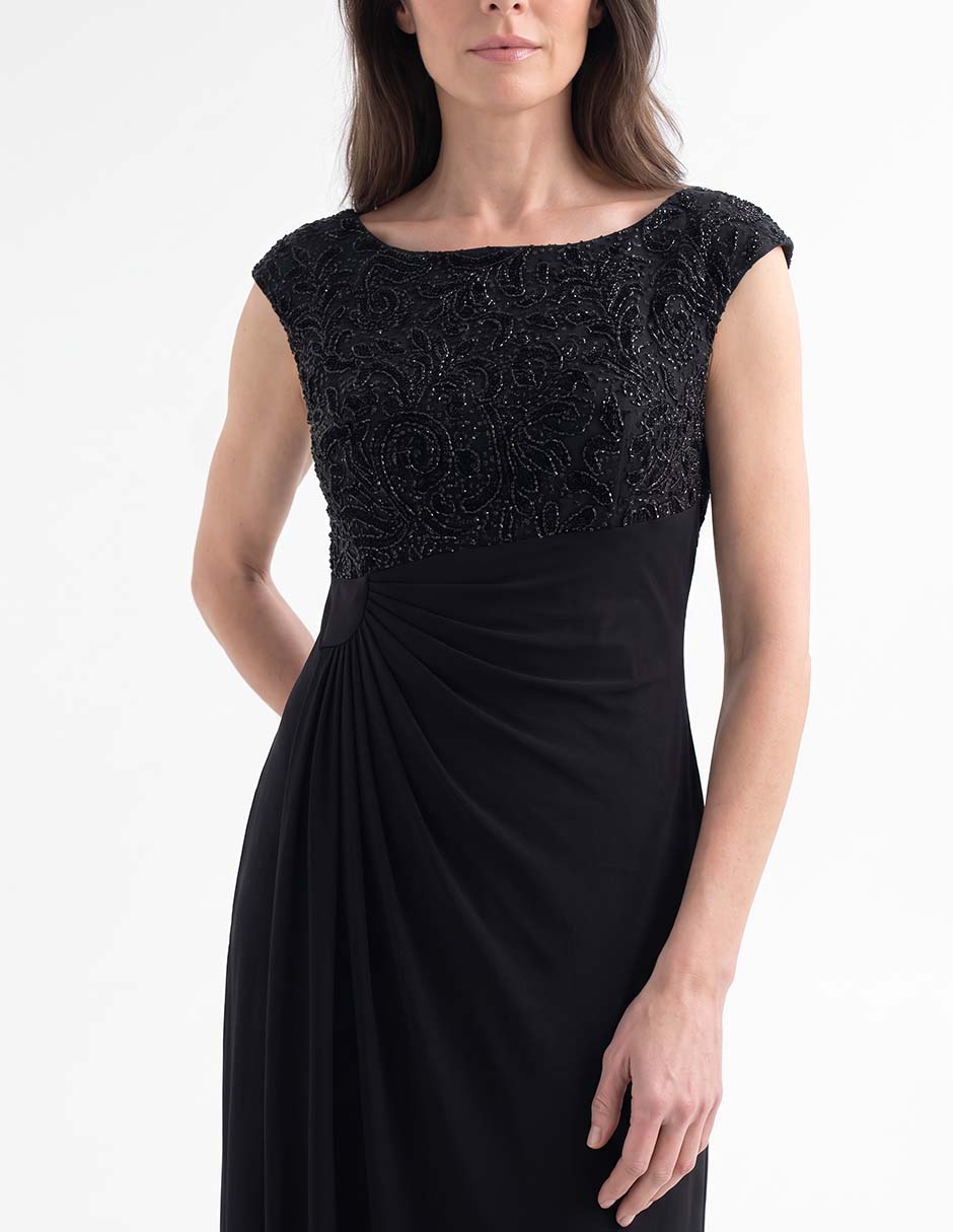 Vestido maxi de fiesta escote redondo