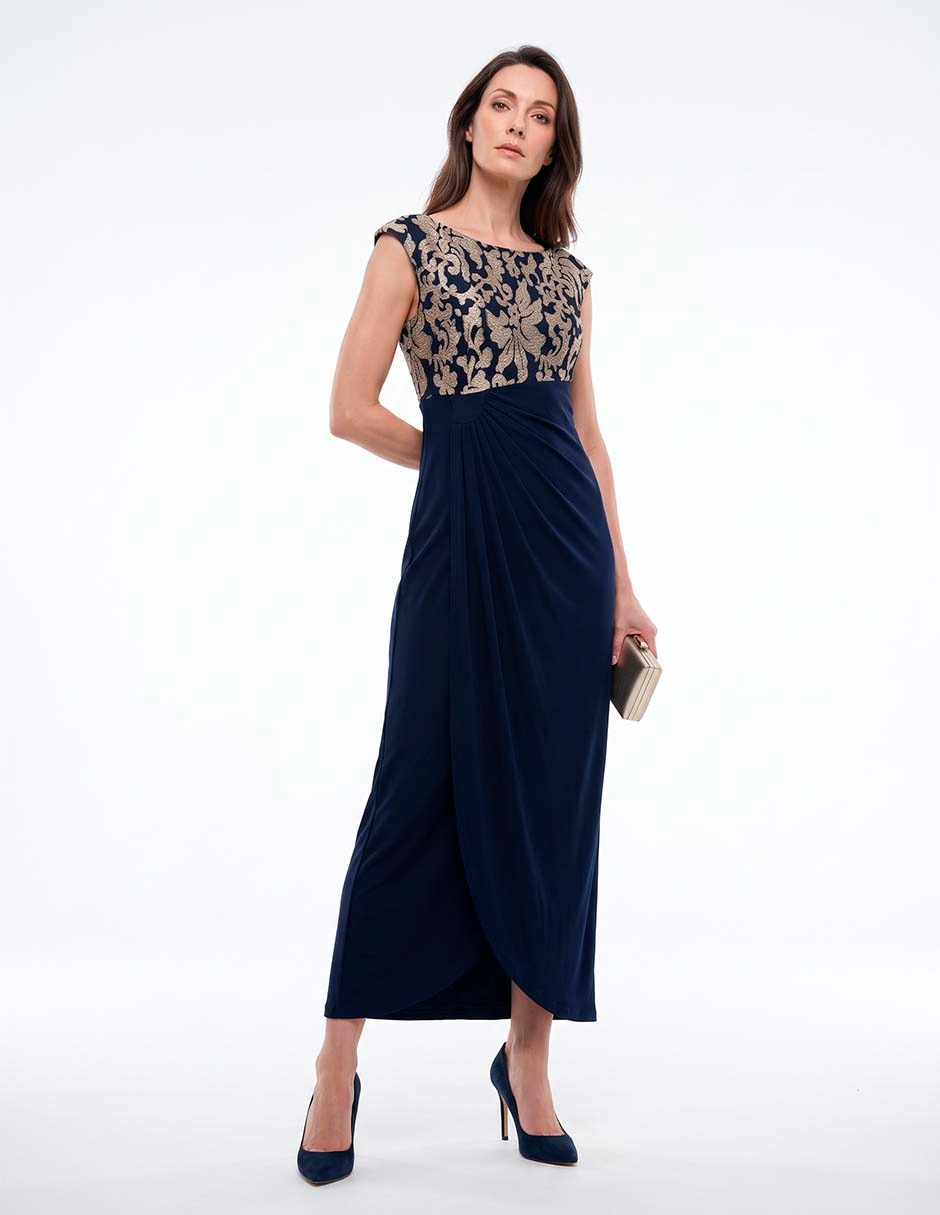 Vestido crop de fiesta escote con cuello