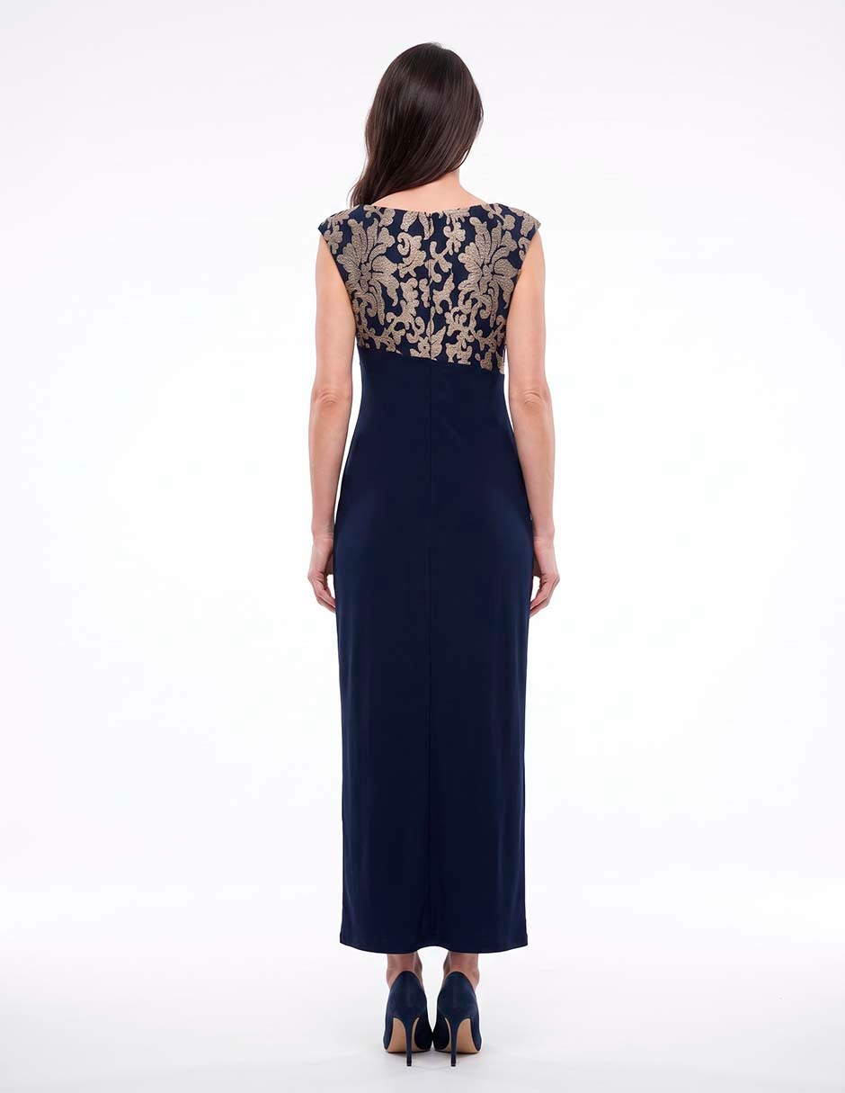 Vestido crop de fiesta escote con cuello