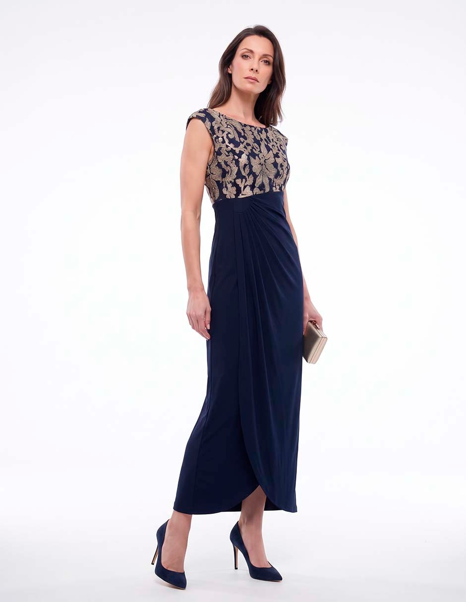 Vestido crop de fiesta escote con cuello