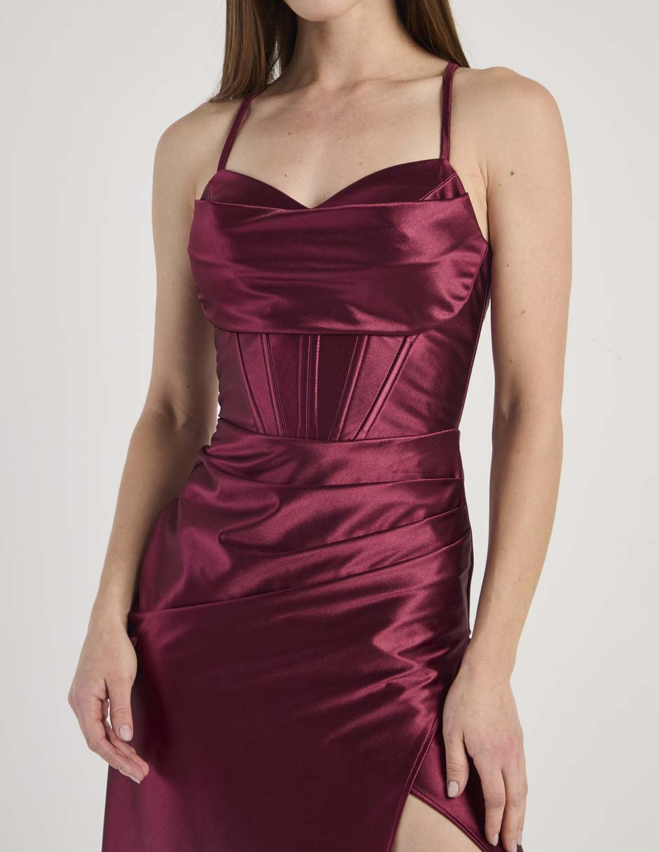Vestido maxi de fiesta escote corazón para mujer 4