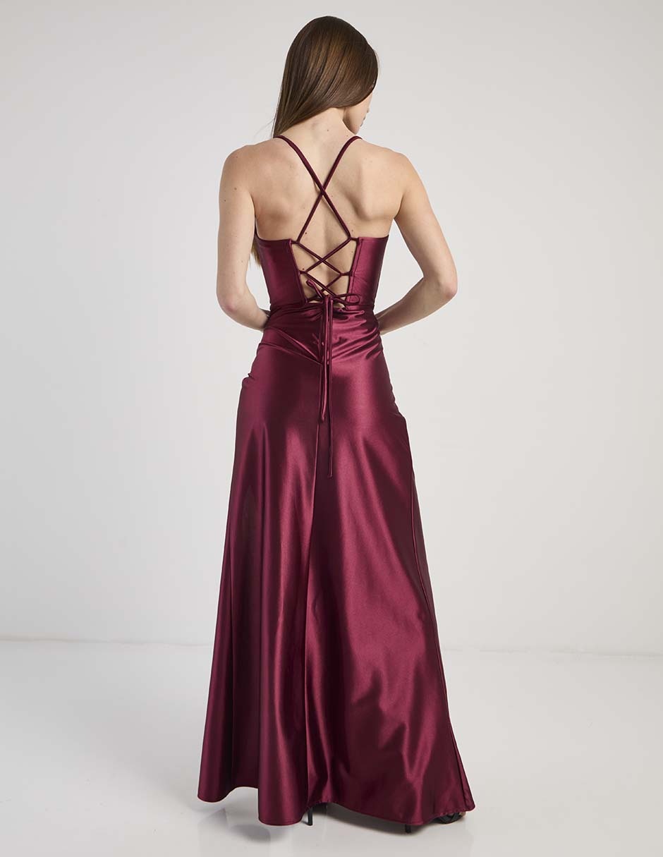 Vestido maxi de fiesta escote corazón para mujer 6