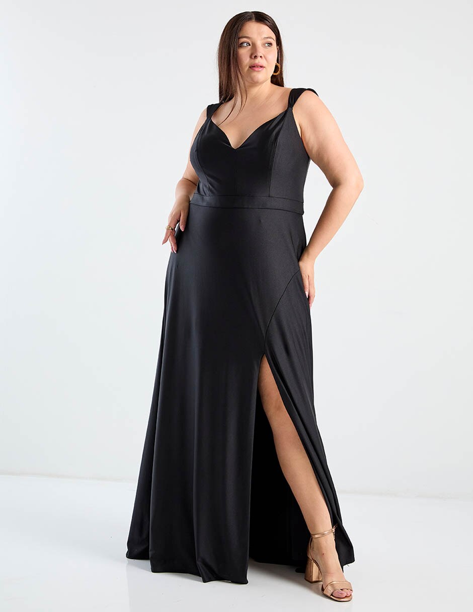 Vestido maxi de fiesta escote v