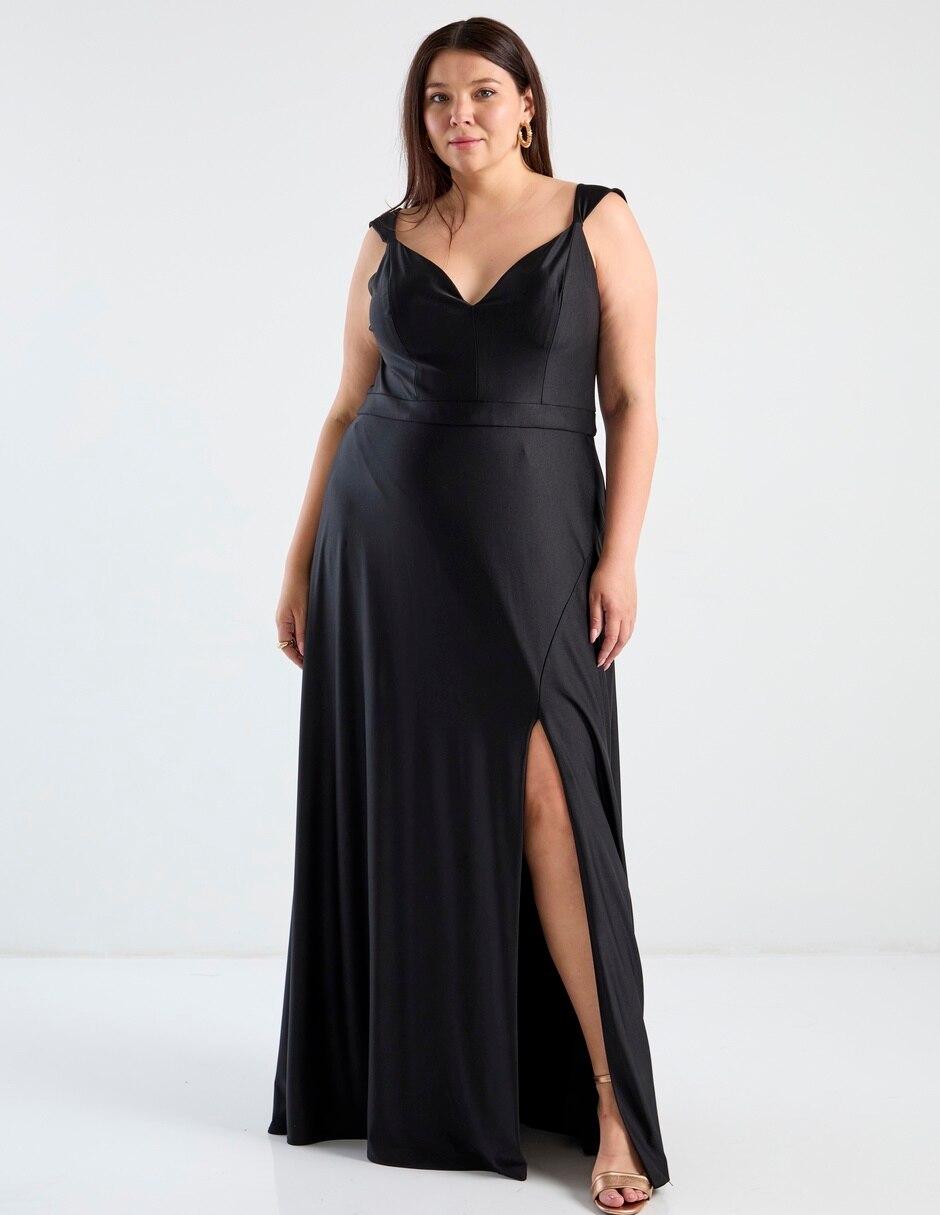Vestido maxi de fiesta escote v