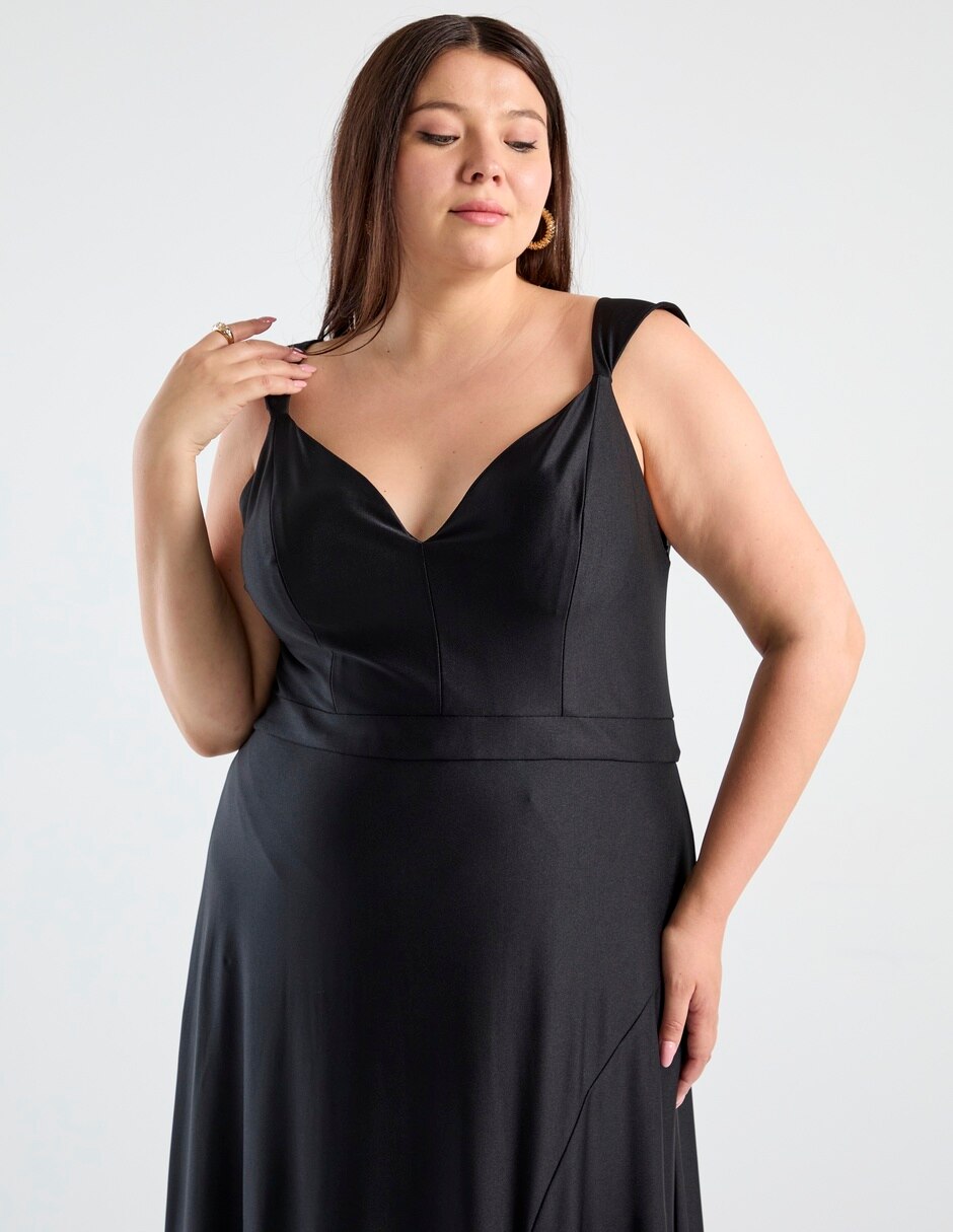 Vestido maxi de fiesta escote v