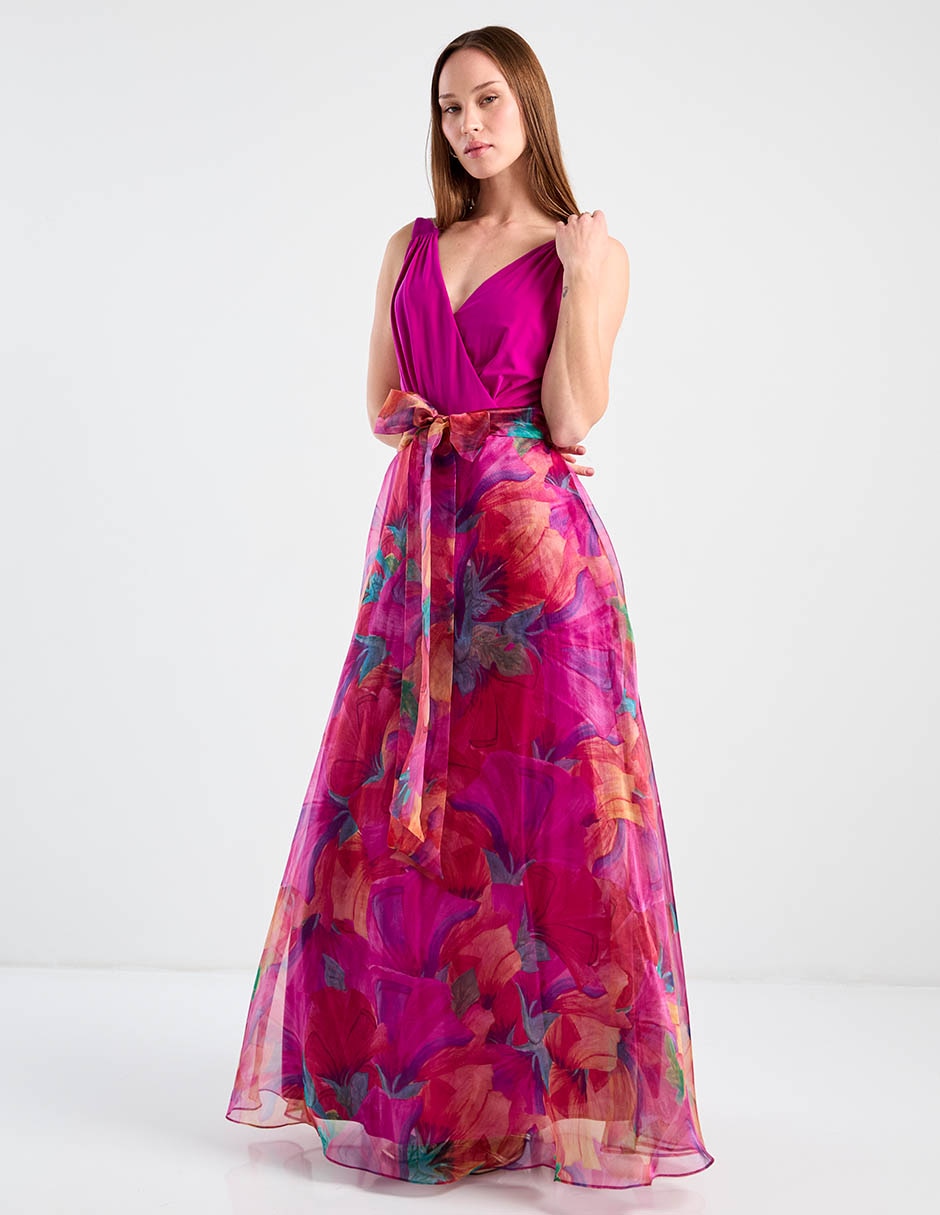 Vestido largo de fiesta escote V 4