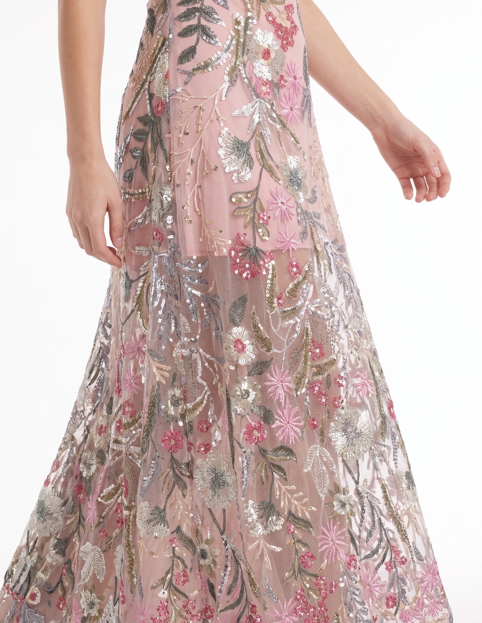Vestido maxi de fiesta escote medio 4