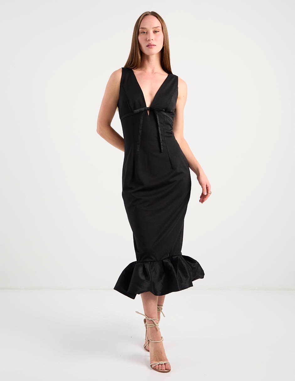 Vestido midi de fiesta escote v Vestido midi de fiesta escote v